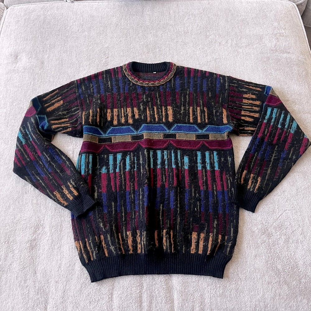 1980's Atlantic Traders Mens Totally 80s Cosby Style Sweater 55% Wool 45% Acryli